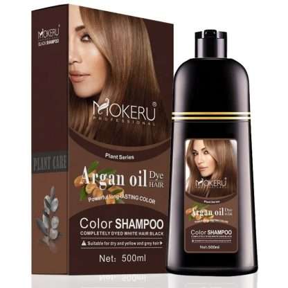 Mokeru Natural Organic Brown Hair Color Permanent, Hair Coloring Shampoo Long Lasting Hair Dye Shampoo For Women Professional Dye