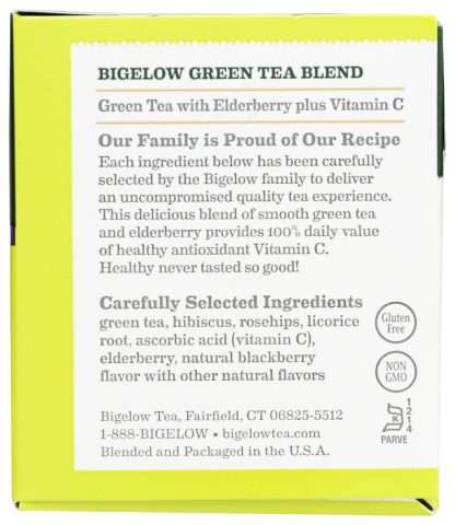 BIGELOW: Green Tea with Elderberry plus Vitamin C 18 Teabags, 0.9 oz