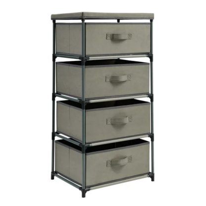 4-Tier Fabric Clothes Storage Bins; Cabinet Drawers; For Closet Organizers; Underwear; Household Supplies; Light Gray
