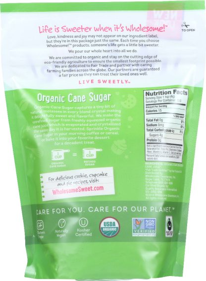 WHOLESOME SWEETENERS: Organic Cane Sugar Evaporated Cane Juice, 16 oz