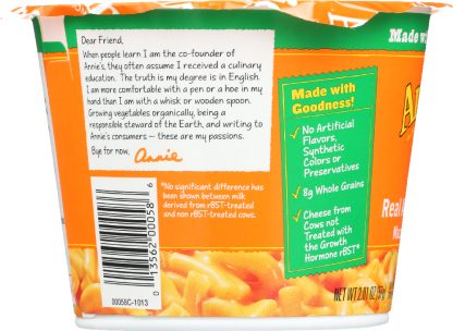 ANNIE'S HOMEGROWN: Real Aged Cheddar Microwavable Macaroni & Cheese Cup, 2.01 oz