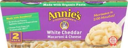 ANNIES HOMEGROWN: White Cheddar Macaroni & Cheese Pasta Cup 2pk, 4.02 oz