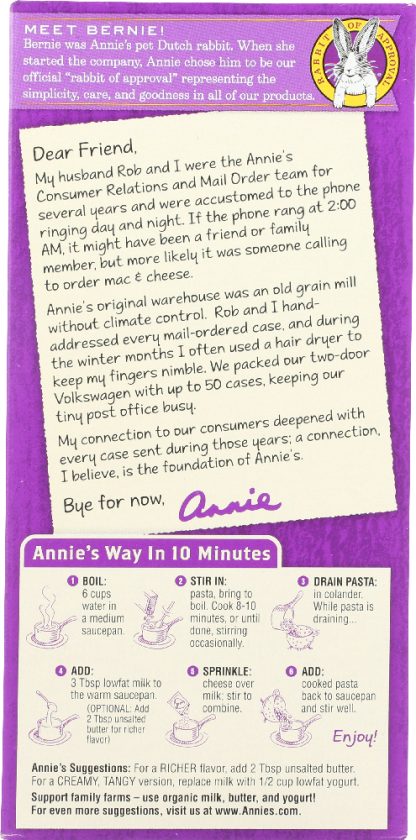 ANNIE'S HOMEGROWN: Organic Shells and White Cheddar Macaroni and Cheese, 6 Oz