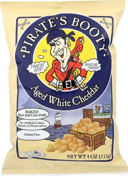 PIRATE'S BOOTY: Baked Rice and Corn Puffs Aged White Cheddar, 4 oz