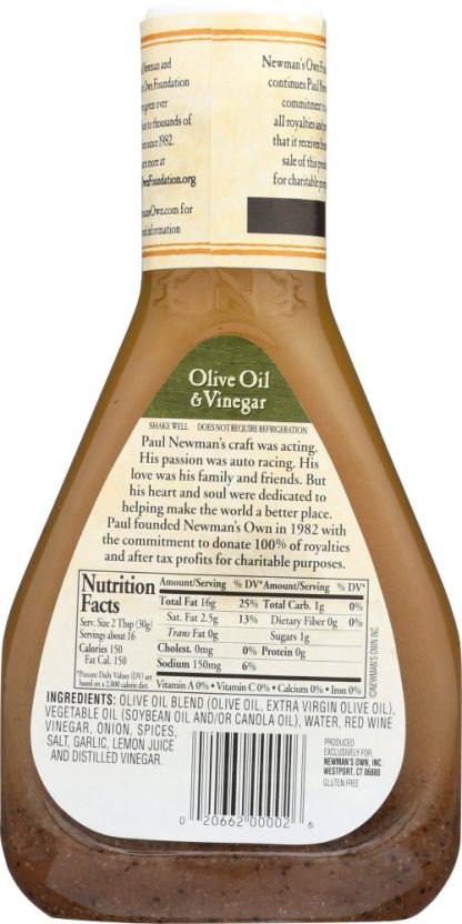 NEWMAN'S OWN: Olive Oil & Vinegar Salad Dressing, 16 oz