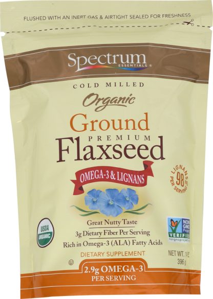 SPECTRUM ESSENTIAL: Organic Ground Premium Flaxseed, 14 oz