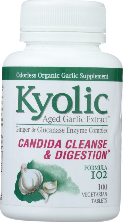 KYOLIC: Aged Garlic Extract Candida Cleanse and Digestion Formula 102, 100 Vegetarian Tablets