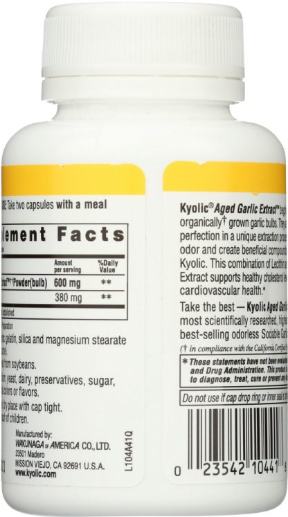 KYOLIC: Aged Garlic Extract Lecithin Cholesterol Formula 104, 100 Capsules
