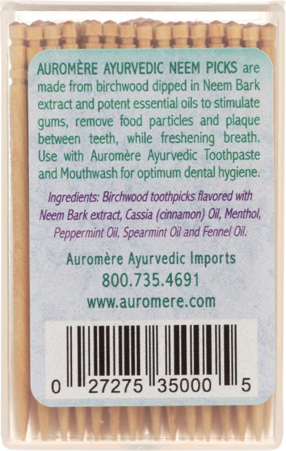 AUROMERE: Dental Pick Wood Ayurvedic, 100 pcs