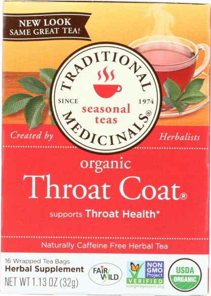 TRADITIONALS: Organic Throat Coat 16 Tea Bags, 1.13 oz