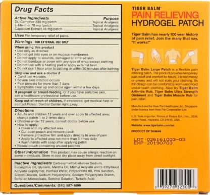 TIGER BALM: Pain Relieving Large Patch, 4 Patches
