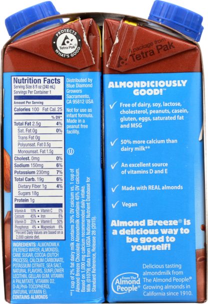 BLUE DIAMOND: Almond Breeze Chocolate Pack of 4, 32 oz