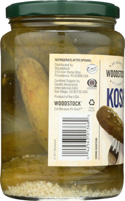 WOODSTOCK: Pickles Dill Whole Kosher Organic, 24 oz