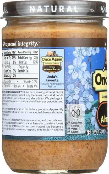 ONCE AGAIN: Natural Almond Butter Creamy, 16 oz