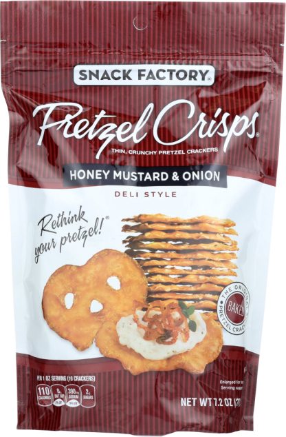 SNACK FACTORY: Pretzel Crisps Deli Style Honey Mustard & Onion, 7.2 oz