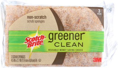 SCOTCH BRITE: Greener Clean Non-Scratch Scrub Sponge 3 Pack, 3 pk