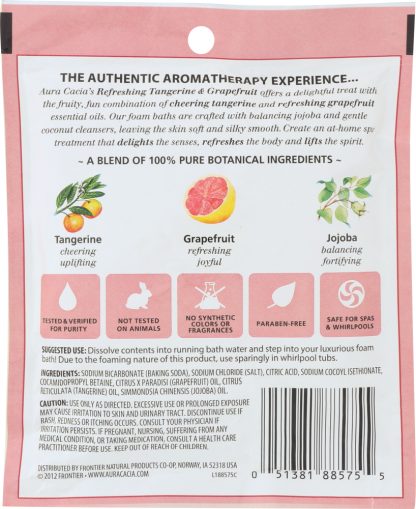 AURA CACIA: Bath Foam Tangerine Grapefruit Red, 2.5 oz