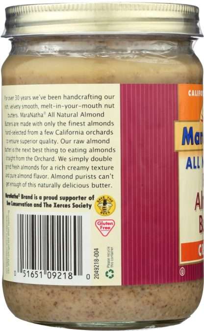 MARANATHA: Natural Raw Almond Butter Creamy, 16 oz