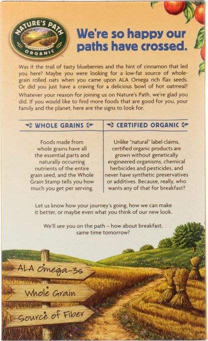 NATURE'S PATH: Organic Optimum Power, Hot Oatmeal, Blueberry Cinnamon Flax, 8 Packets, 11.2 Oz