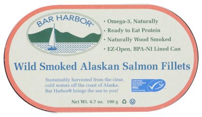 BAR HARBOR: Wild Smoked Alaskan Salmon Fillets, 6.7 oz