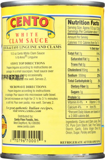CENTO: White Clam Sauce, 10.5 oz