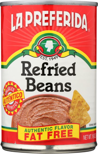 LA PREFERIDA: Authentic Flavor Fat Free Refried Beans, 16 oz