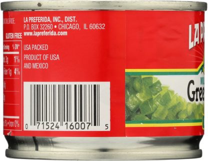 LA PREFERIDA: Diced Green Chiles Mild, 4 oz