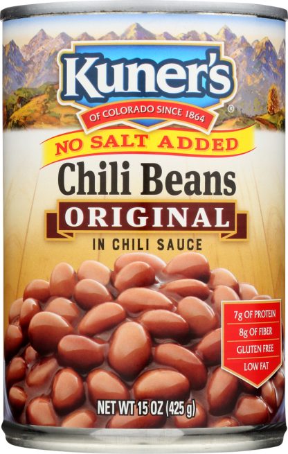 KUNER'S: Original Chili Beans in Chili Sauce No Salt Added, 15 Oz