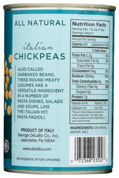 DELALLO: Bean chick Peas, 14 oz