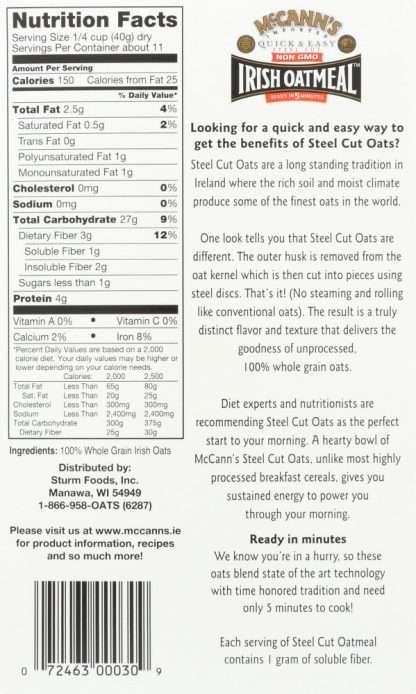 MCCANN: Oatmeal Quick and Easy Steel Cut, 16 oz