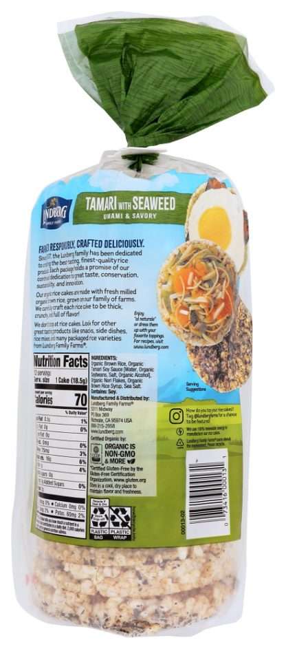 LUNDBERG: Tamari with Seaweed Organic Rice Cakes, 8.5 oz