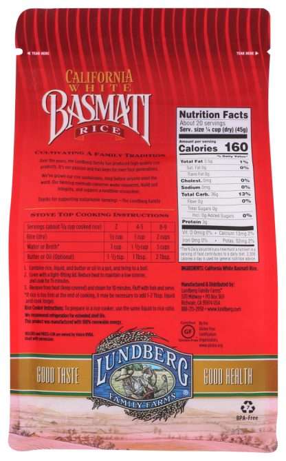 LUNDBERG: California White Basmati Rice, 2 lb