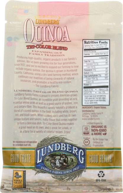 LUNDBERG: Organic Tri-Color Blend Quinoa, 1 lb