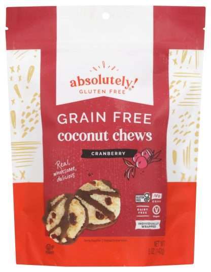 ABSOLUTELY GLUTEN FREE: Chews Coconut With Cranberry Nib, 5 oz