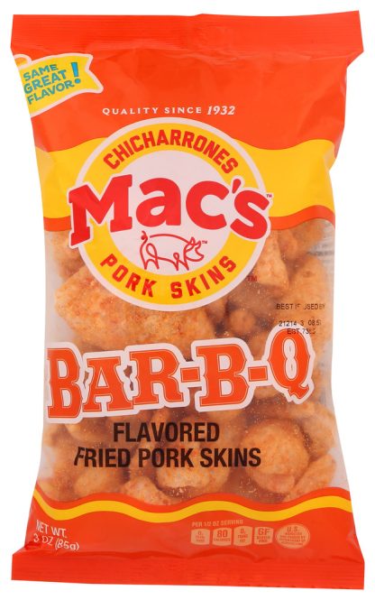 MACS: Bar B Q Flavored Fried Pork Skins, 3 oz