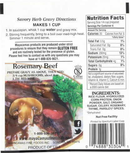 MAYACAMAS: Gravy Mix Vegetarian Savory Herb with Rosemary, 0.80 oz