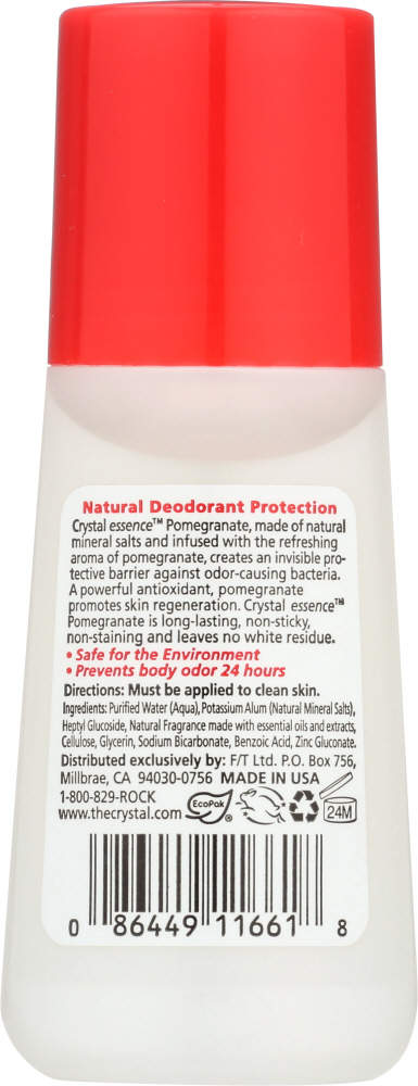 CRYSTAL ESSENCE: Mineral Deodorant Roll-On Pomegranate, 2.25 oz