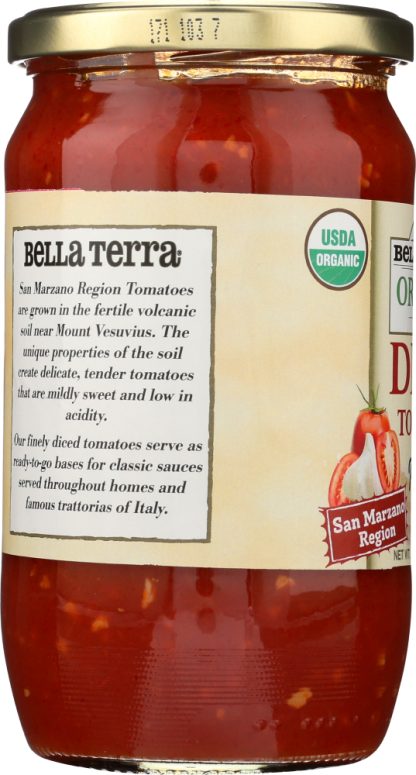 BELLA TERRA: Diced Tomatoes Roasted Garlic, 24 oz