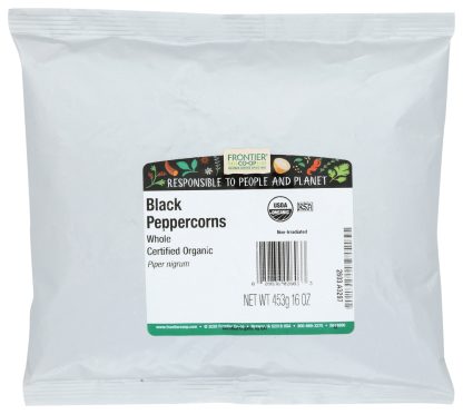 FRONTIER: Natural Products Whole Organic Black Peppercorns, 16 oz