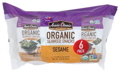 ANNIE CHUNS: Org Sesame Seaweed 6Pk, 0.16 OZ