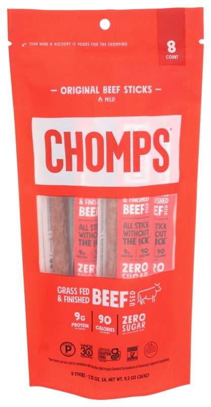 CHOMPS: Beef Stick Pch Orignl 8Pk, 9.2 OZ