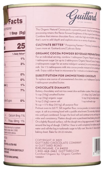 GUITTARD: Cocoa Pwdr Ntrl Unswt, 8 OZ