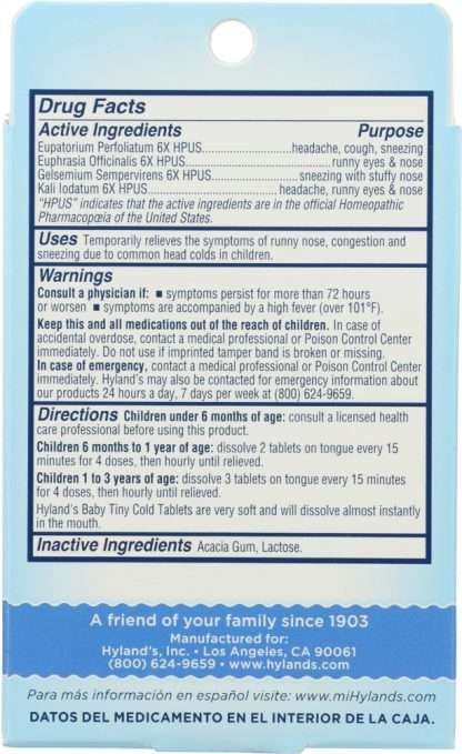 HYLAND'S: Baby Tiny Cold Tablets, 125 Quick-Dissolving tablets