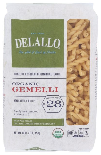 DELALLO: Pasta Semolina Gemelli Org, 16 oz