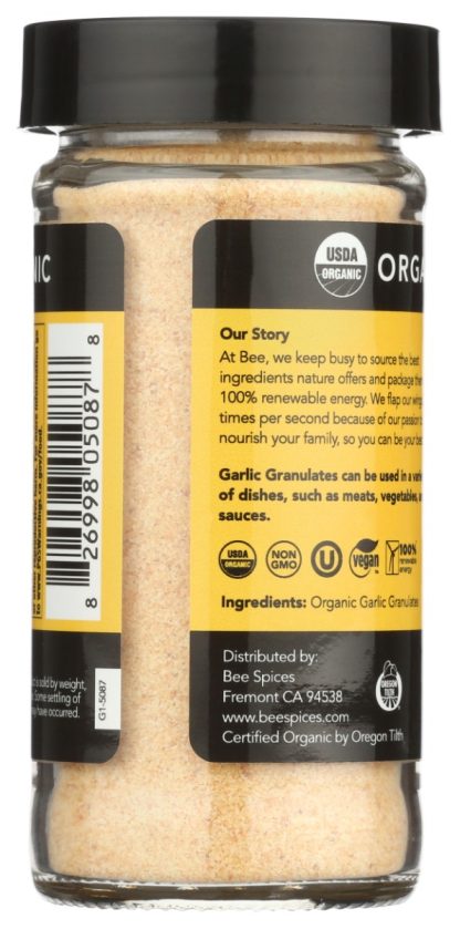 BEE SPICES: Garlic Granulates Org, 2.8 oz