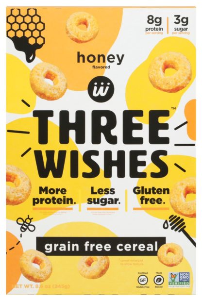 THREE WISHES: Cereal Honey Grain Free, 8.6 OZ