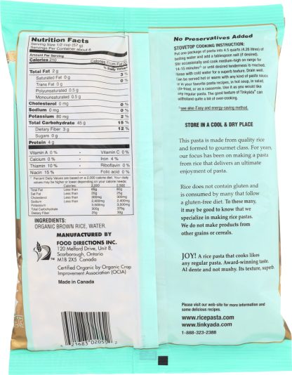 TINKYADA: Organic Brown Rice Pasta Elbow, 12 oz