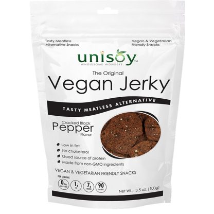 UNISOY: Jerky Vegan Black Pepper, 3.5 oz