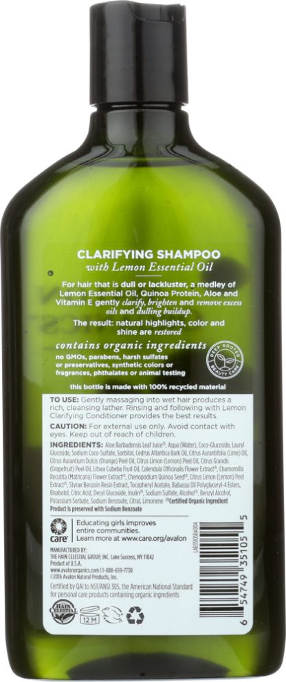 AVALON ORGANICS: Shampoo Clarifying Lemon, 11 oz