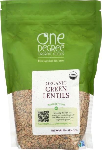 ONE DEGREE: Organic Green Lentils, 16 oz
